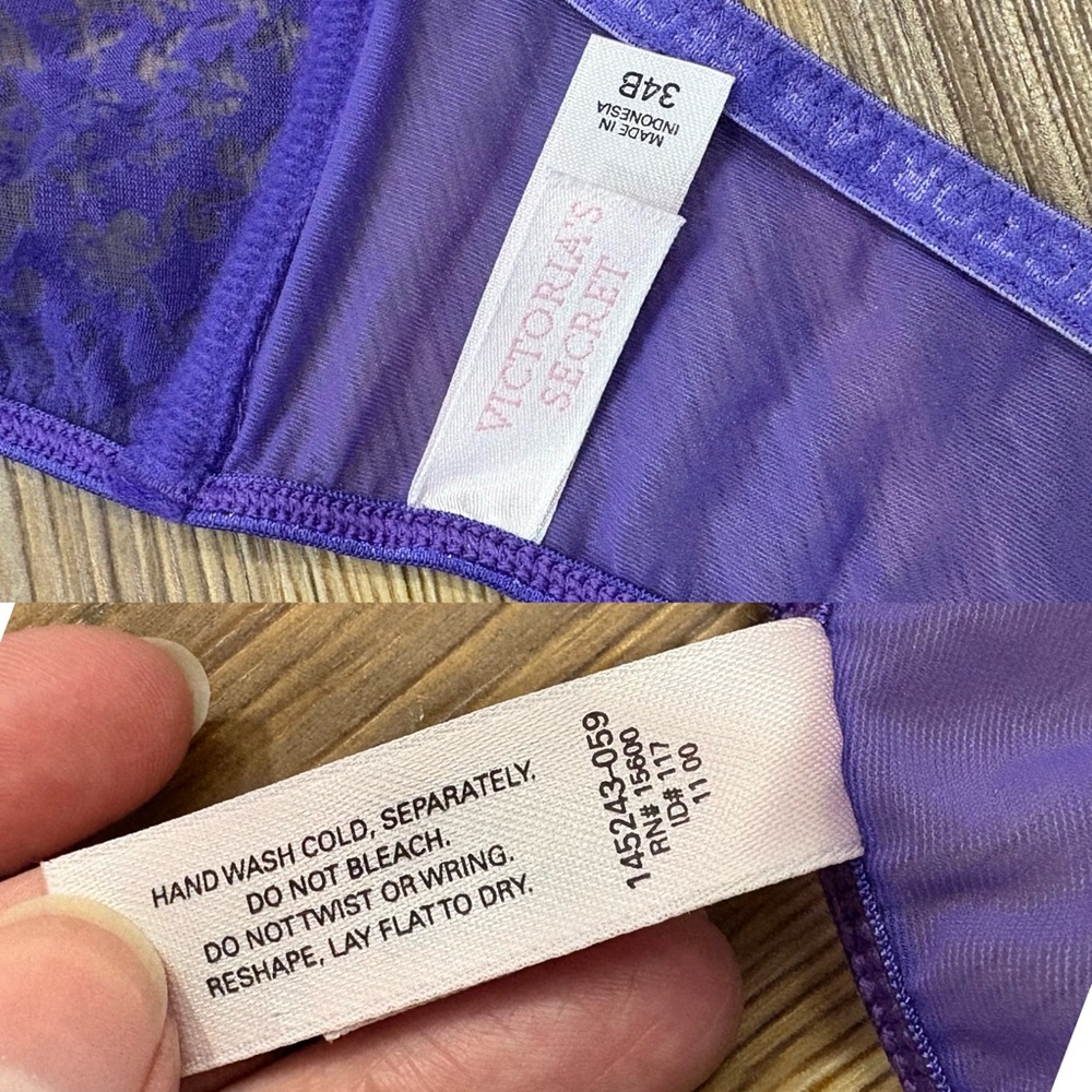 Vintage Y2K Victoria’s Secret Burnout Velvet Purple Front Hook Bra - Picture 5 of 5